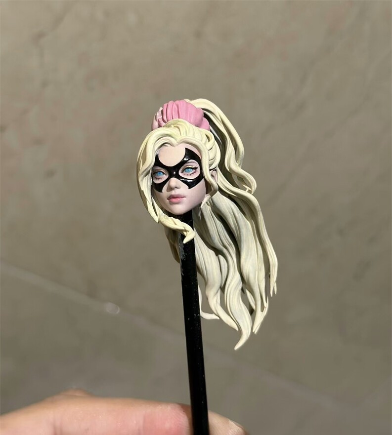 1:6 1:12 1:18 Head Sculpt Black Cat Girl For 12" 6" Female Action Figure Body