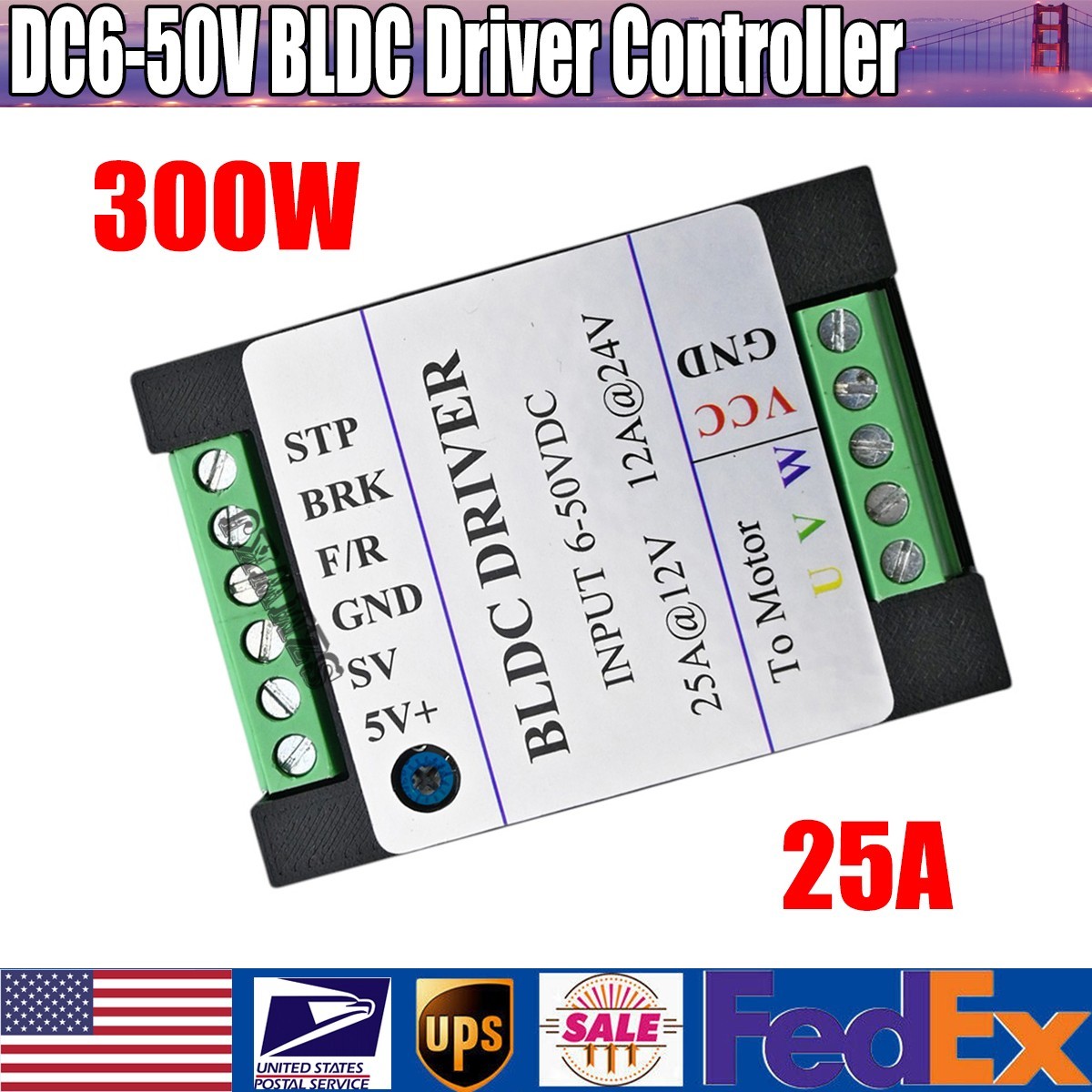 DC 12V 48V Sensorless BLDC Motor Controller 300W for Vacuum Blower Pump RC Motor
