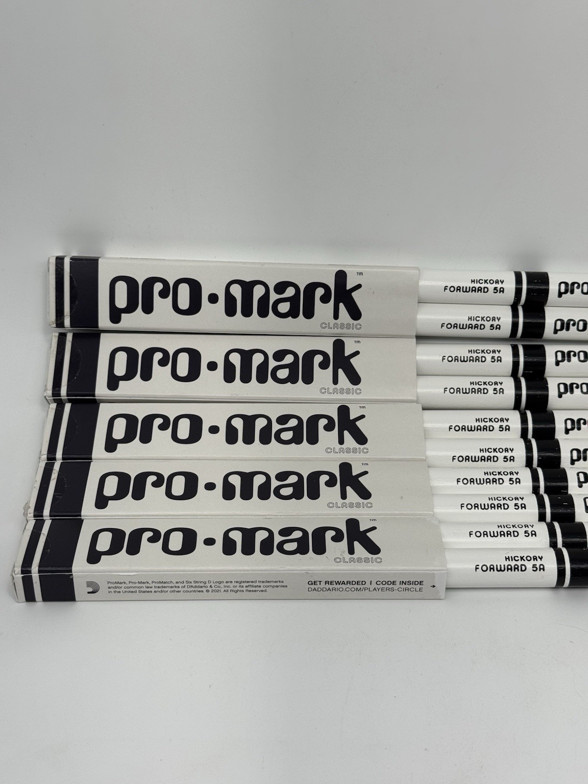 Lot Of 5 ProMark Classic Forward 5A TX5AW-White Hickory Drumstick Oval Wood Tip
