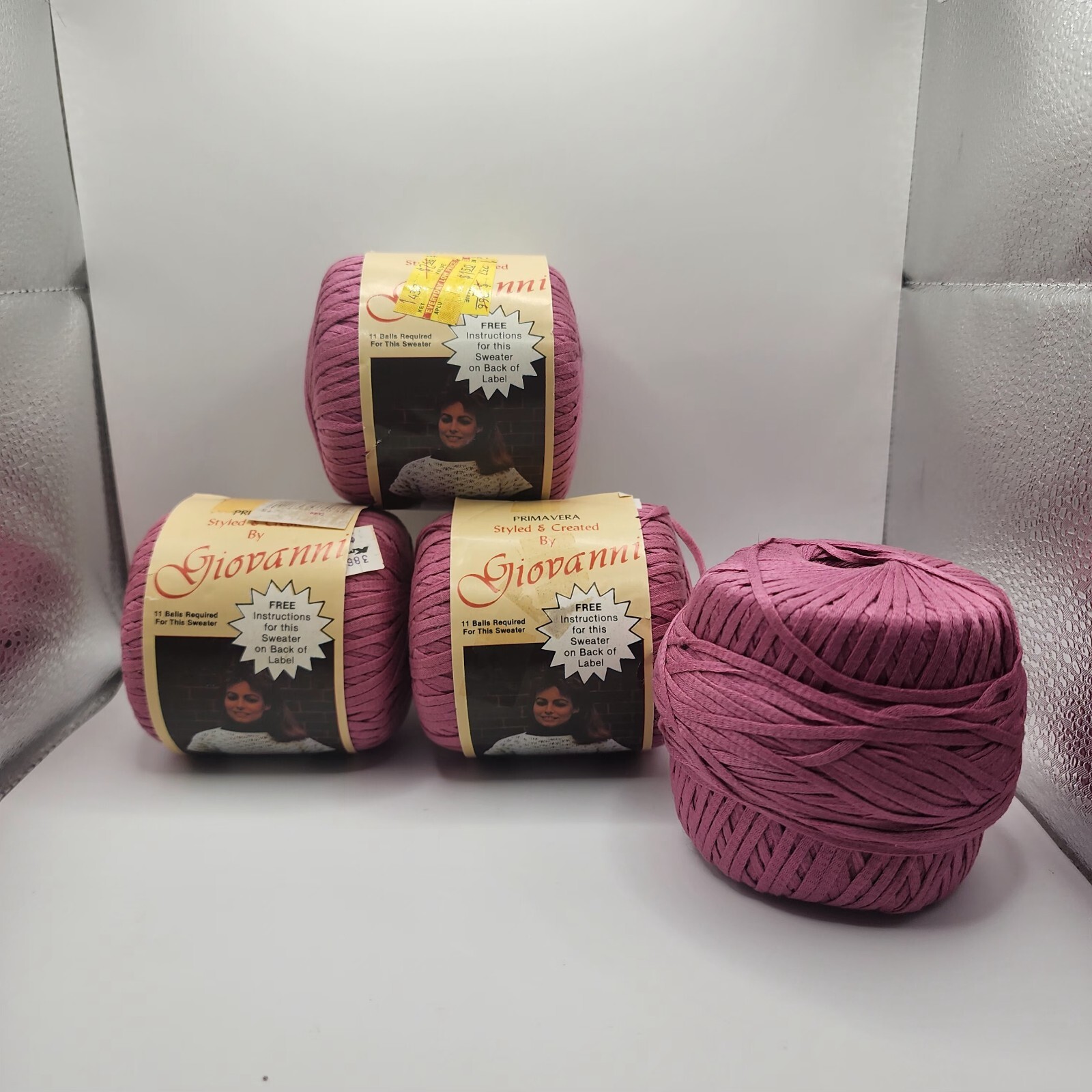 Lot of 4 Primavera by Giovanni Yarn Balls Cotton  Rambling ROSE #367