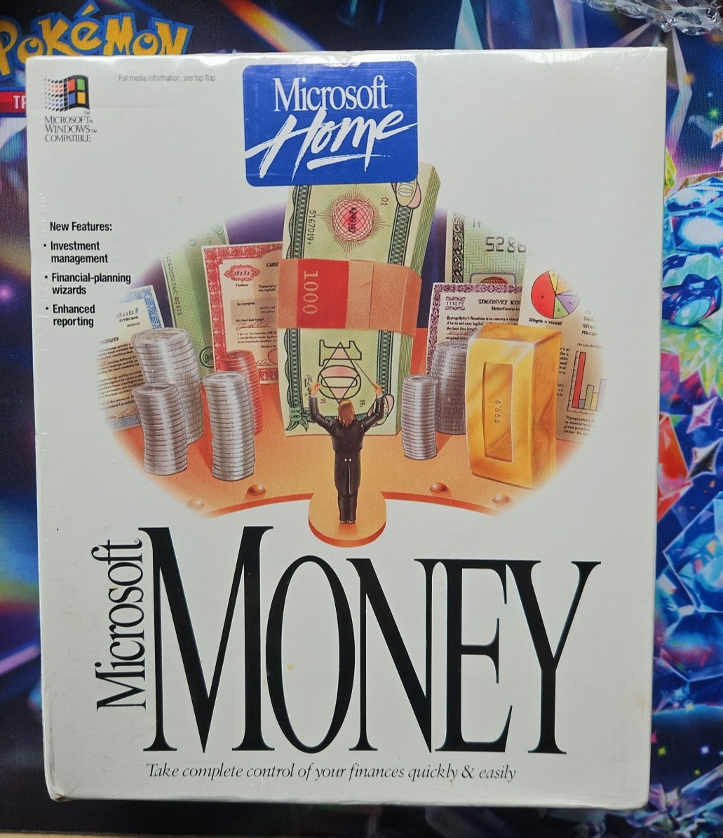 1993 Microsoft Money Version 3.0 3.5" Disk Version Big Box - Brand New & Sealed