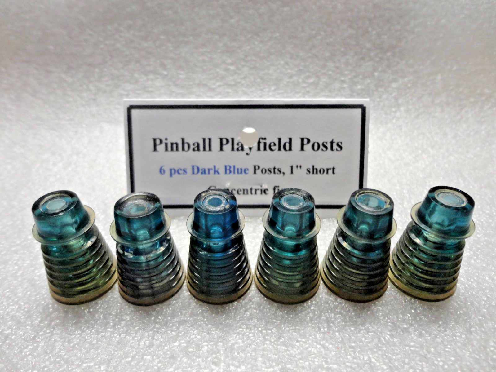 Pinball Playfield Plastic Posts, Blue 1" Tall, Concentric Fin Style, 6 pcs