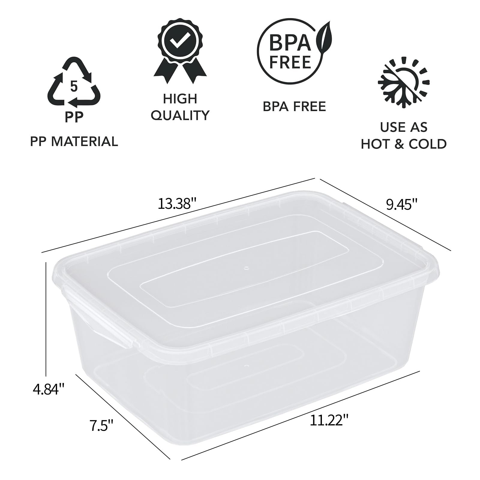 Clear Plastic Stackable Storage Bin Buckle Up Containers Lids 6.5 Quart 4 PCS