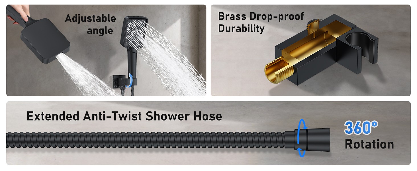 Shower Faucet Set, 10" Ceiling Mount Rainfall Shower System with 2 Rain Shower