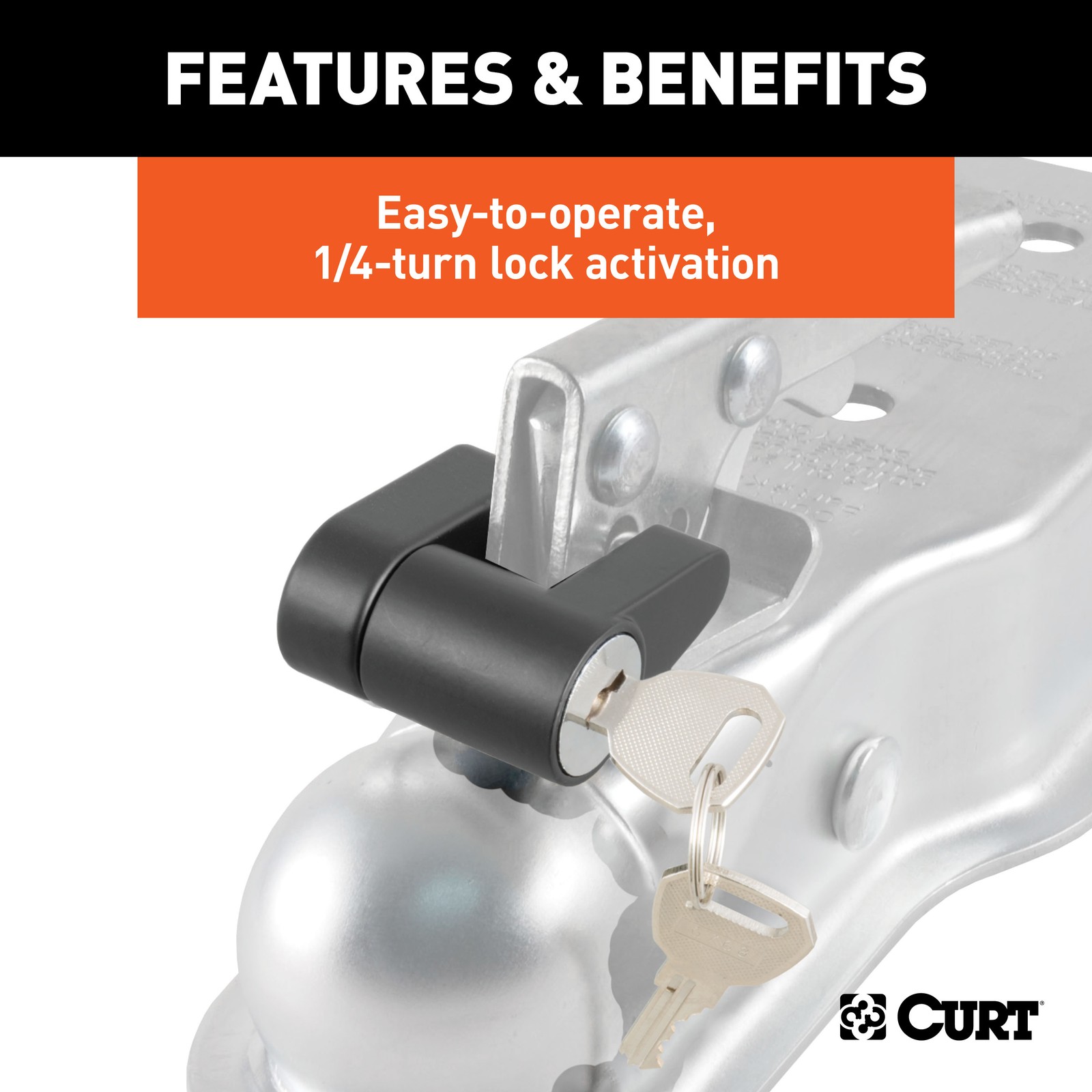 Curt-Coupler Lock (1/4" Pin, 3/4" Latch Span, Padlock, Black)