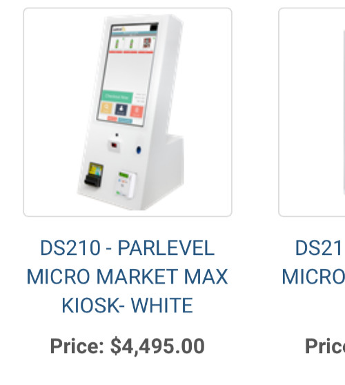 Self Checkout POS Kiosk PARLEVEL MICRO MARKET MAX 21" Touchscreen Scanner Card B