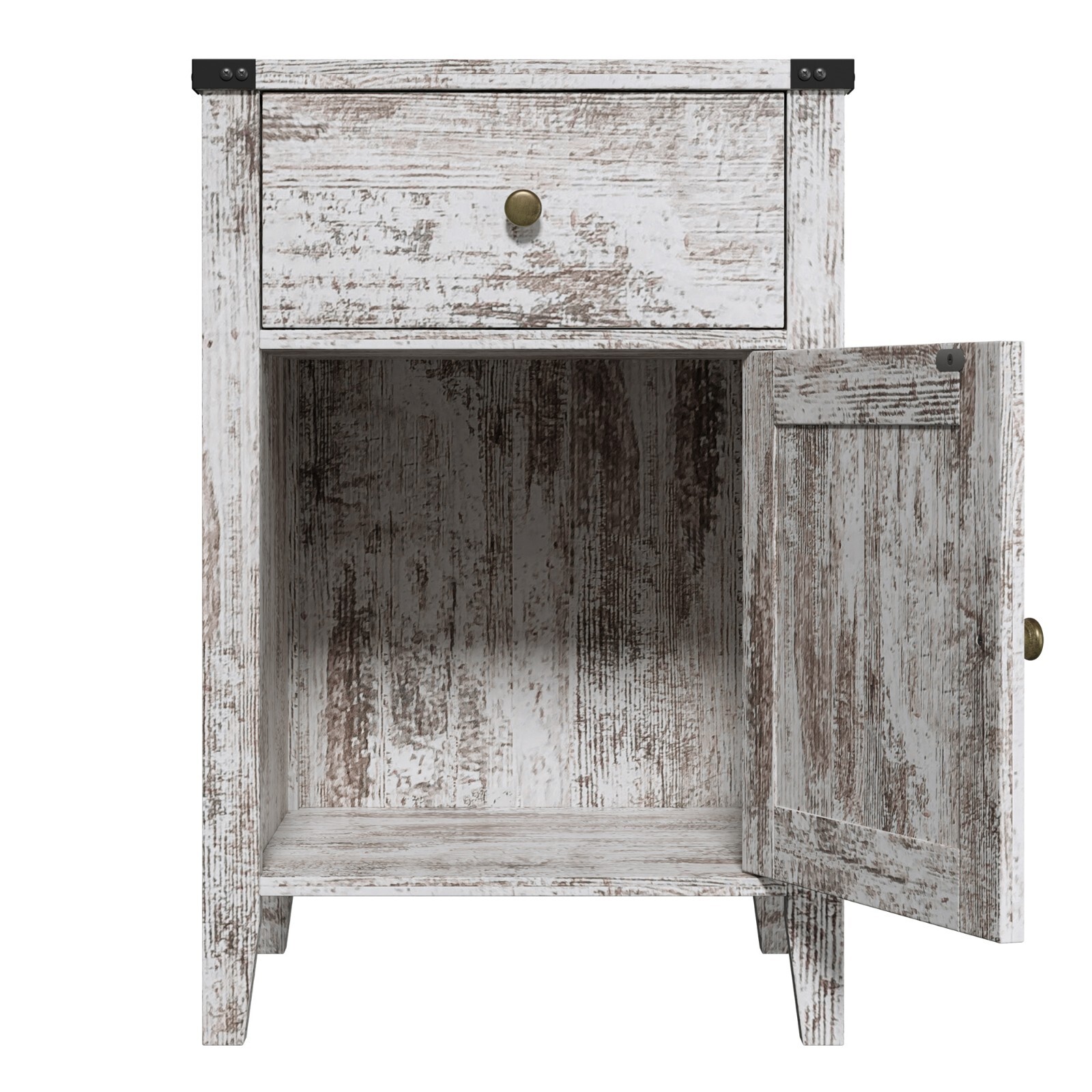 Nightstand End Bedside Table with Storage Cabinet Drawers and Charge Station