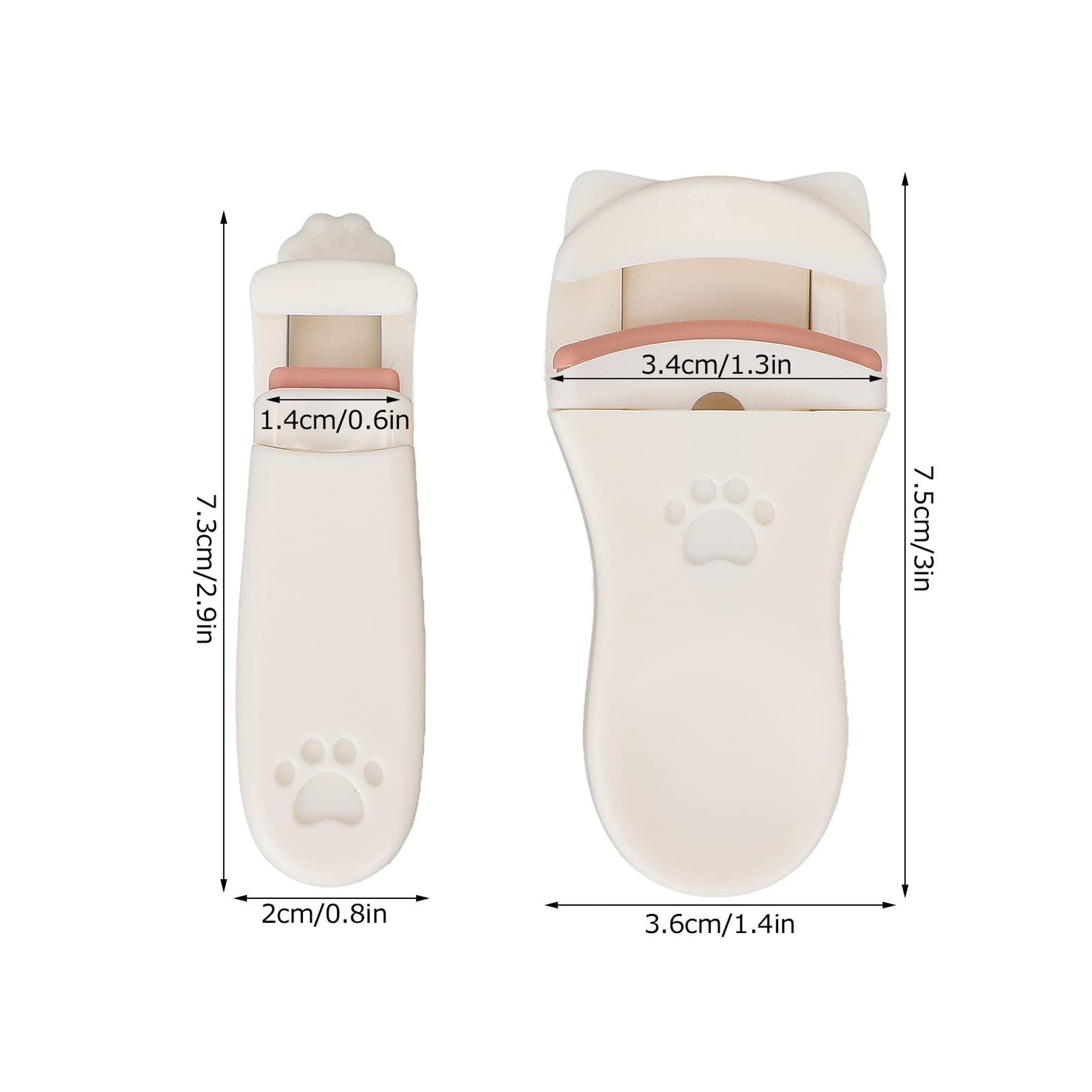 2 PCS Mini Eyelash Curler, Cat Paw Shape Durable Comb, Portable for Travel, W...
