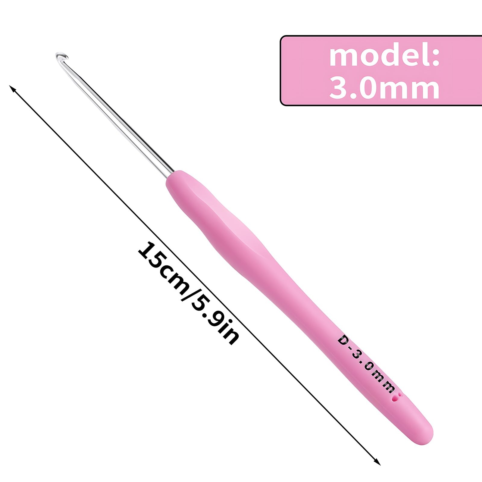 3mm Crochet Hook, Ergonomic Crochet Hook, Smooth and Extra Long  Knitting