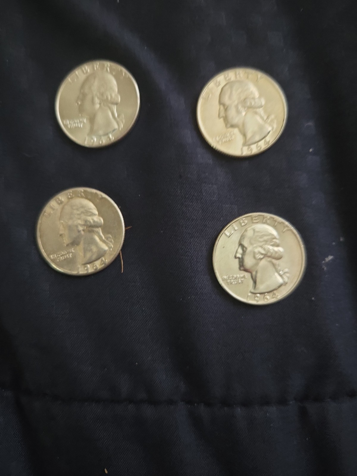 1964 2-P+2- D Washington Quarter BU  90% Silver 4Coins~ $1 Face