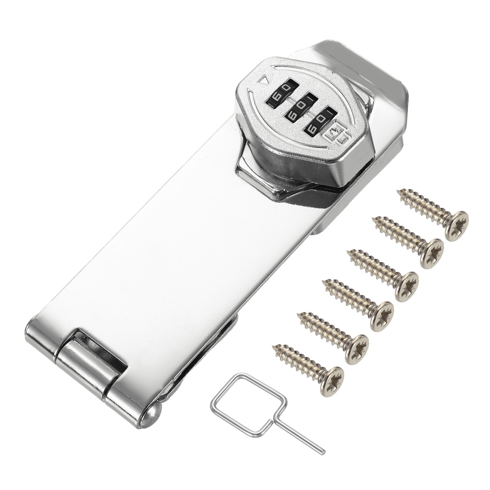 Keyless Cabinet Combination Lock 5" 3-Digit Password Hasp Lock Silver
