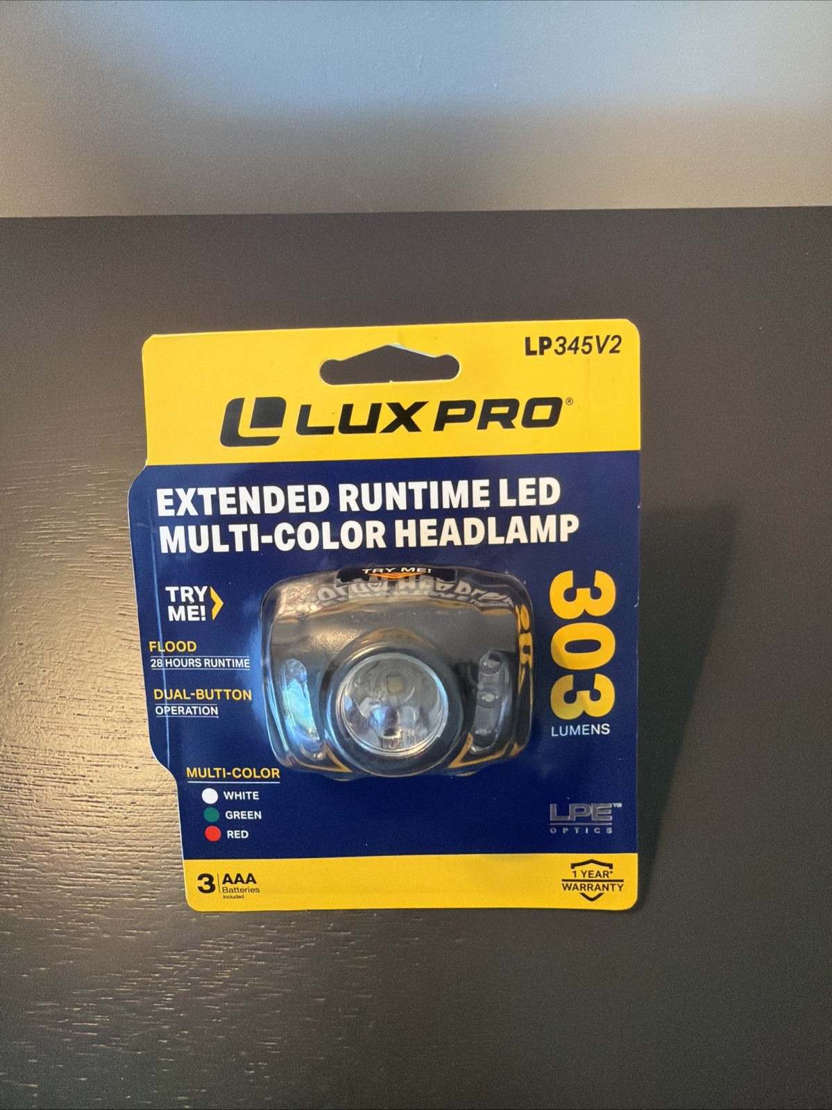 LUXPRO LP345V2 Headlamp 303 Lumens With Multi-Color Flood Lights 6 Modes