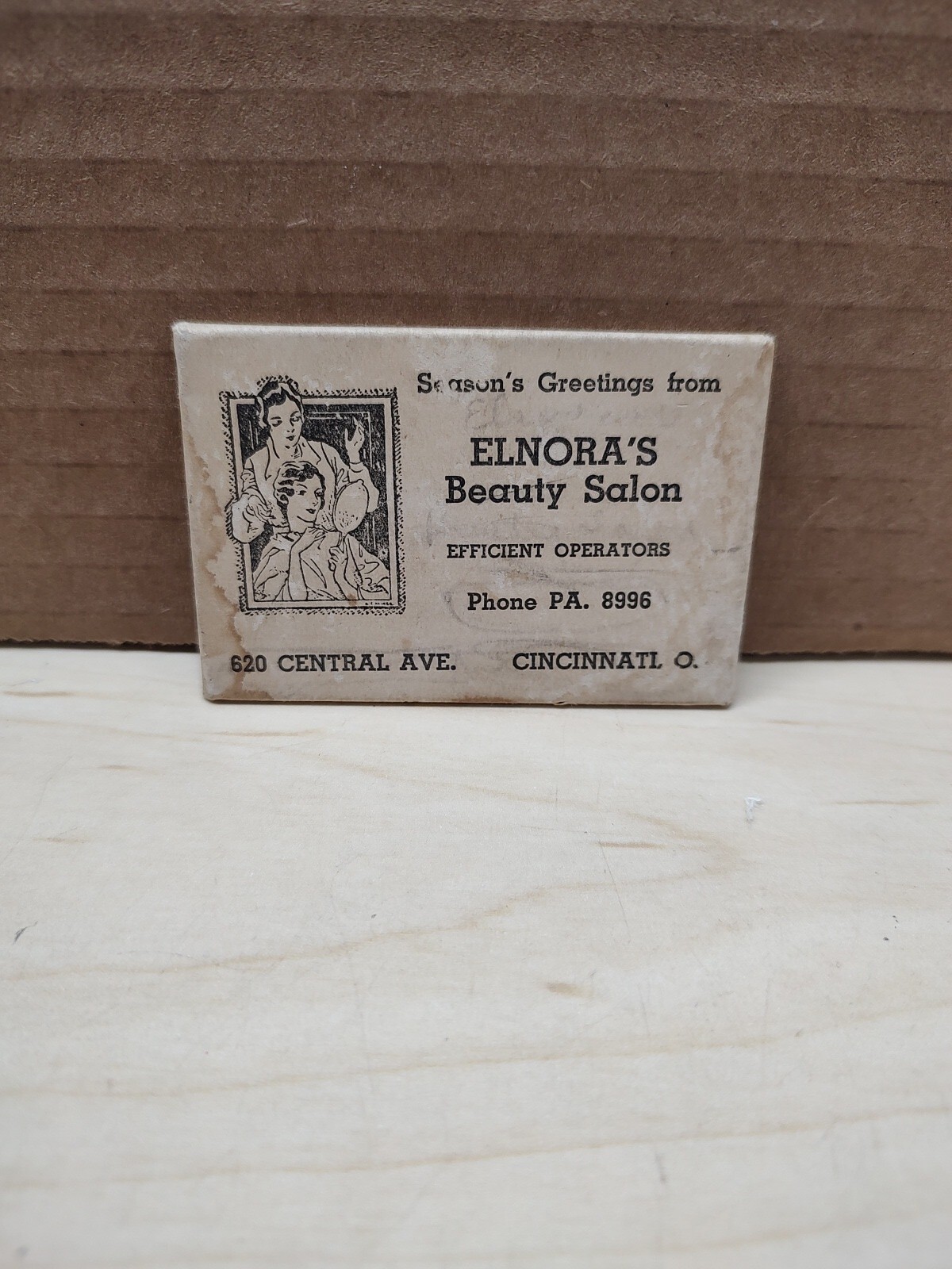 Antique Vtg Celluloid Advertising Mirror Elnora's Beauty Salon Cincinnati OH