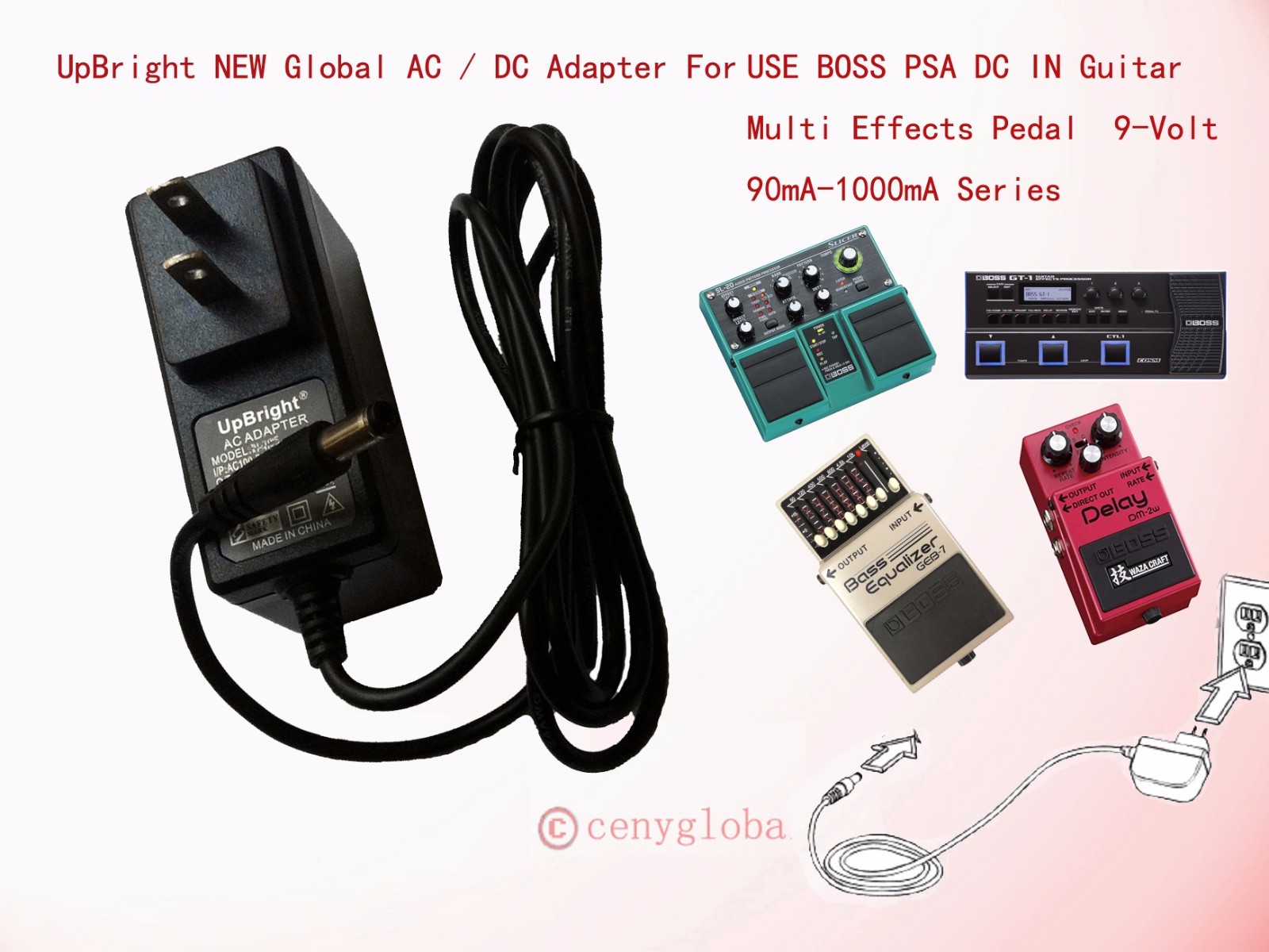 AC Adapter For Roland BOSS PSA Guitar Multi Effects Pedal DC IN 9-Volt 1A Series
