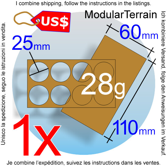 1x MDF Movement Tray 2x4 4x2 60x110mm 25mm Round Base Lord War Of The Rings WOTR