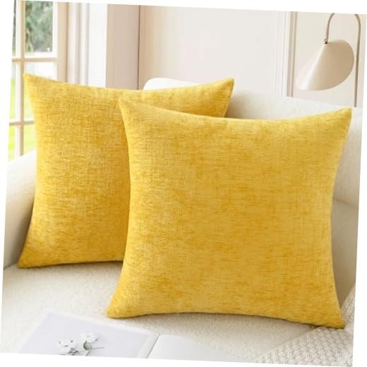 Throw Pillow Covers Decorative 18 X 18 18" x 18" (Pack of 2) Mustard Yellow