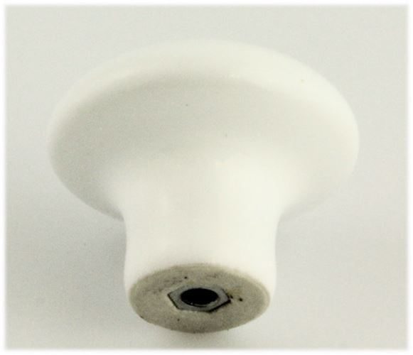 White Ceramic Knob w/ Flowers - 1-3/8"