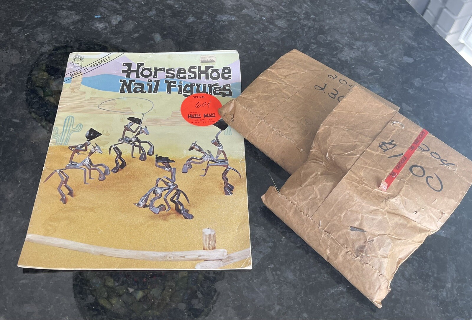 Vtg Horseshoe Nails And Instruction Booklet Craft Lot Horse Western Decor Cowboy