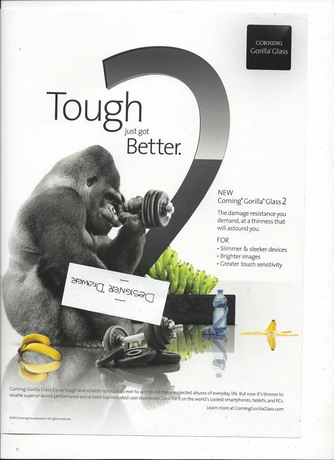 Corning Glass 2012 Gorilla Print Advertisement: Tough Just Got Better