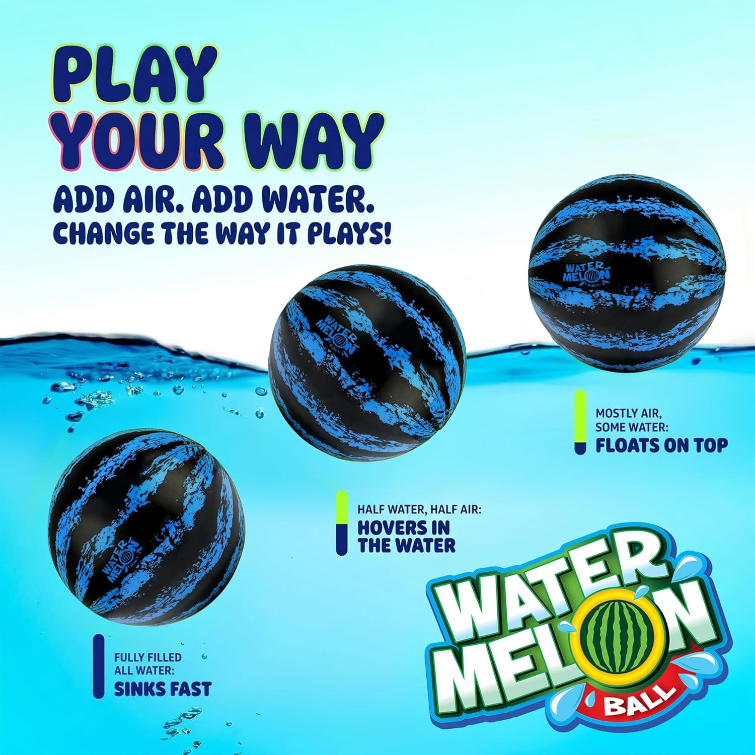 9 Inch Blue Water Filled Watermelon Pool Ball
