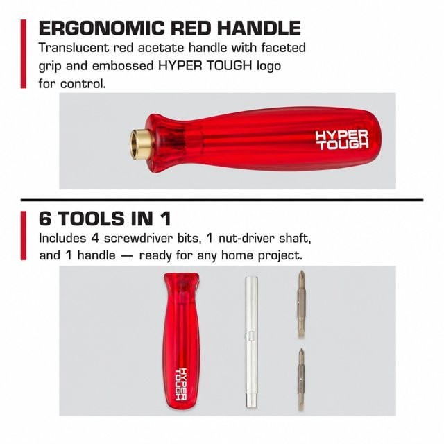 Hyper Tough 6-in-1 Acetate Screwdriver
