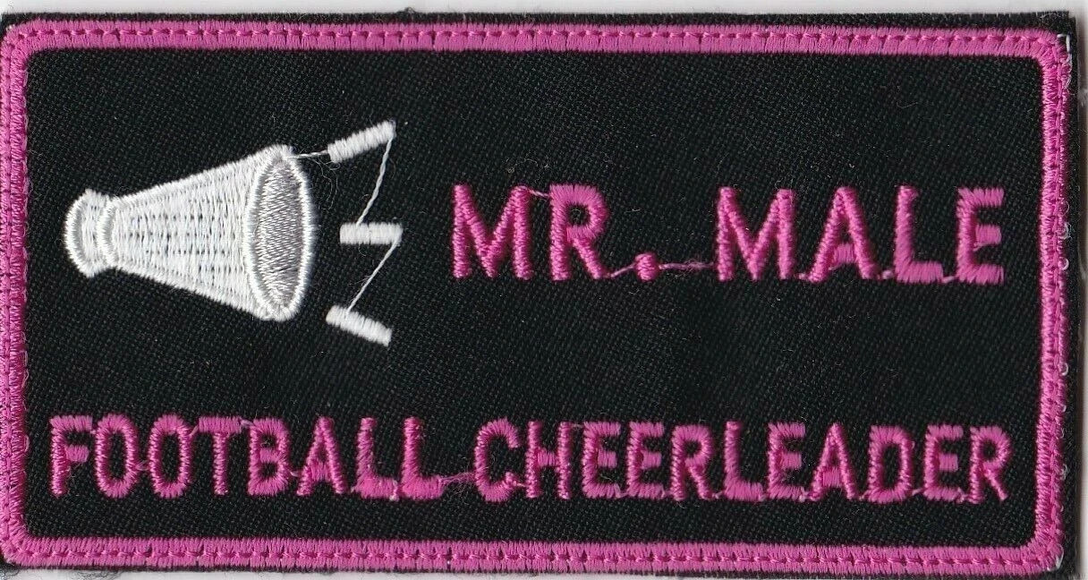 Mr. Male Football Cheerleader Pink Nametag Wing Patch A-5