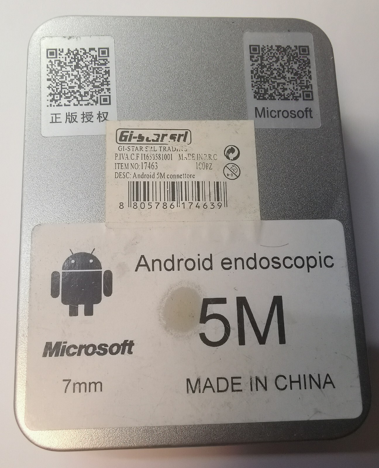 *ENDOSCOPIC CAMERA FOR SMARTPHONE AND PC CABLE 5 MT.