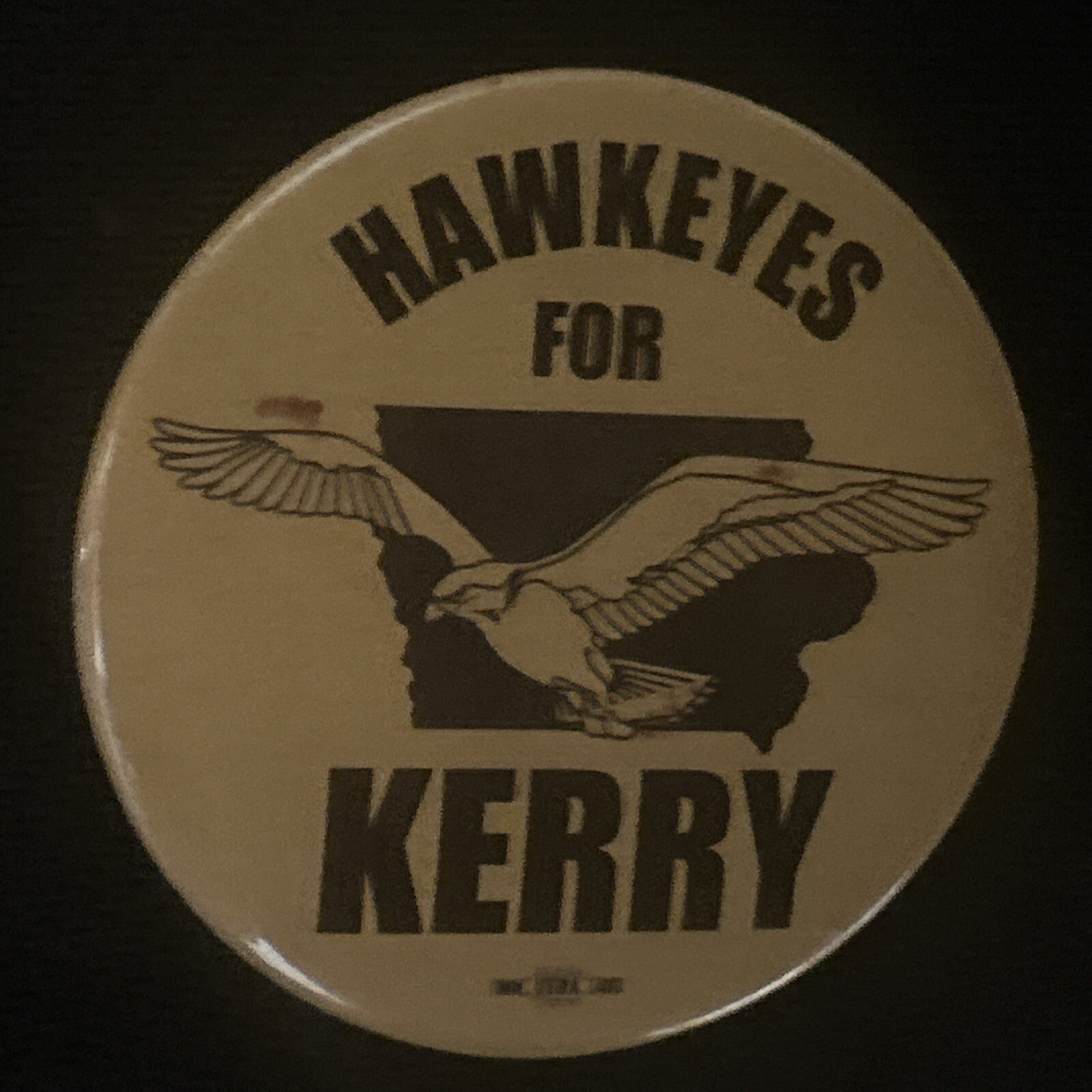 HAWKEYES For KERRY 2004  2 1/4” pinback button pin