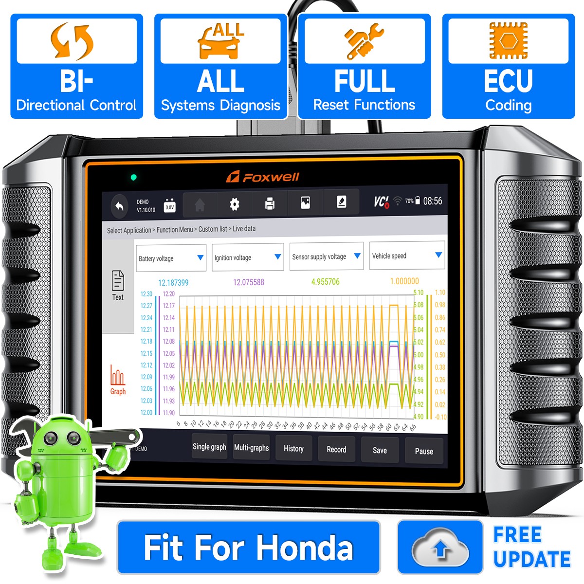 FOXWELL NT710 For Honda Acura Bidirectional OBD2 Scanner Diagnostic ECU Coding