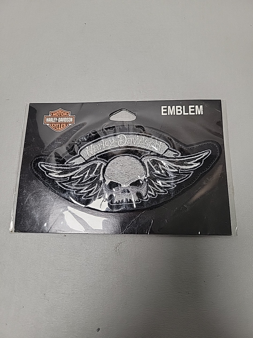 Harley Davidson Silver Skull Wing 5 1/2" x 2 1/2" Motorcycle Patch