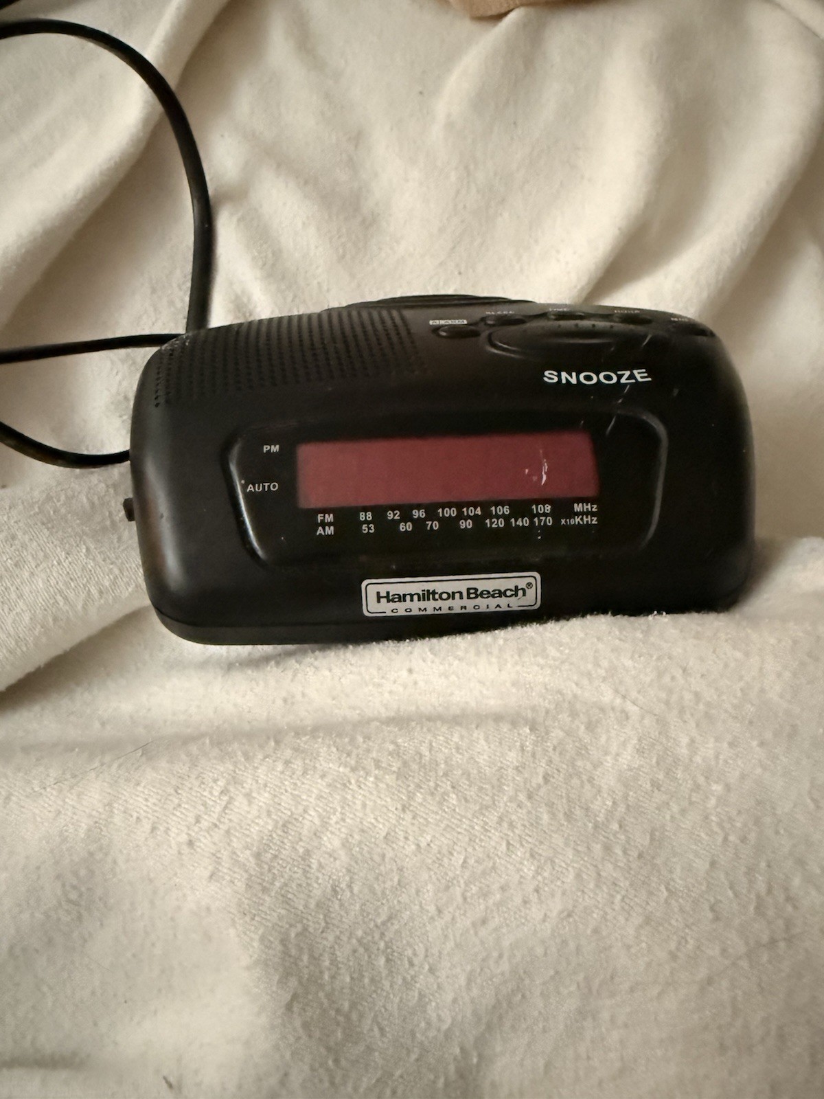 Hamilton Beach Commercial AM/FM Alarm Digital Black Radio Clock. Used Great cond