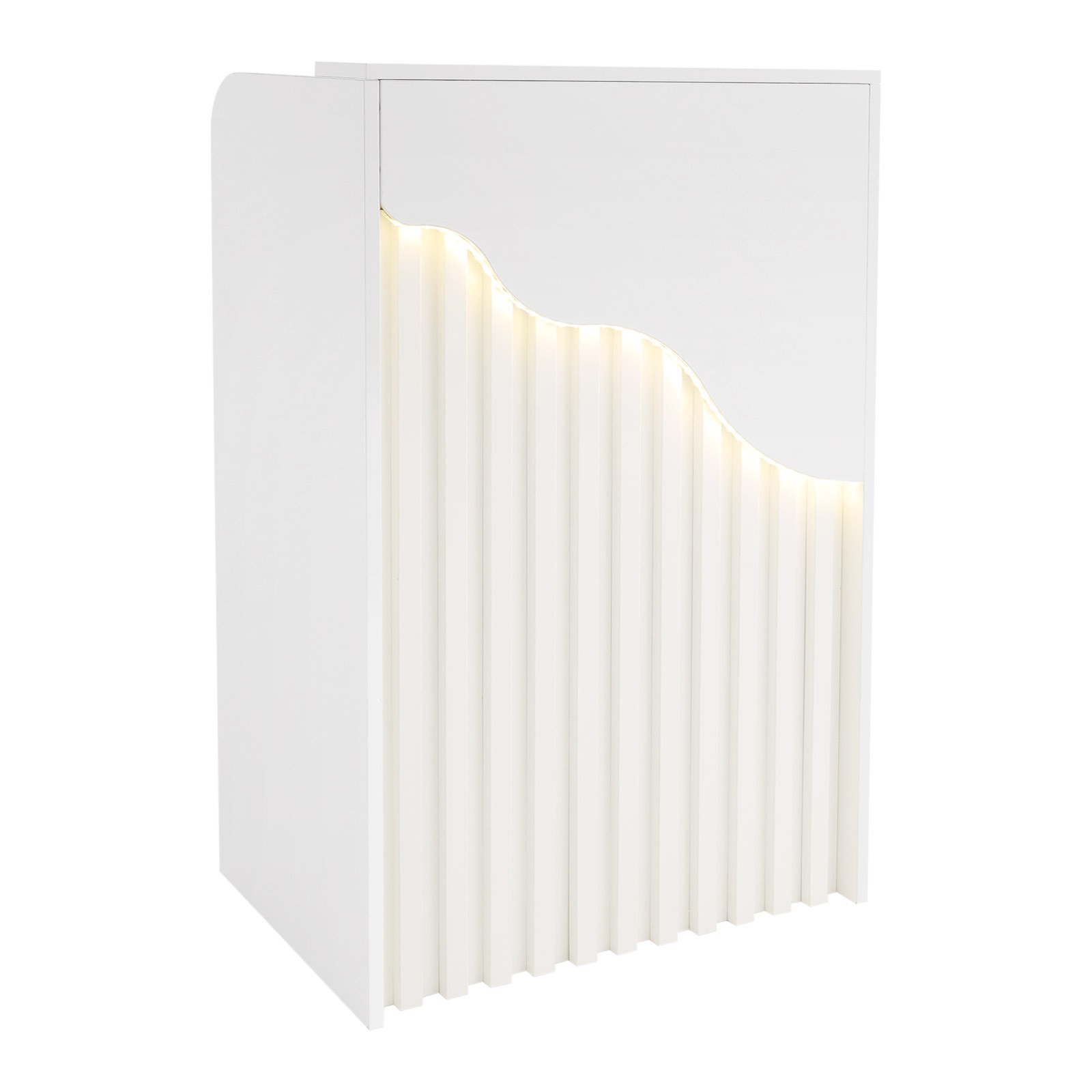 Melamine Reception Desk LED Light Front Counter Checkout Desk with Storage