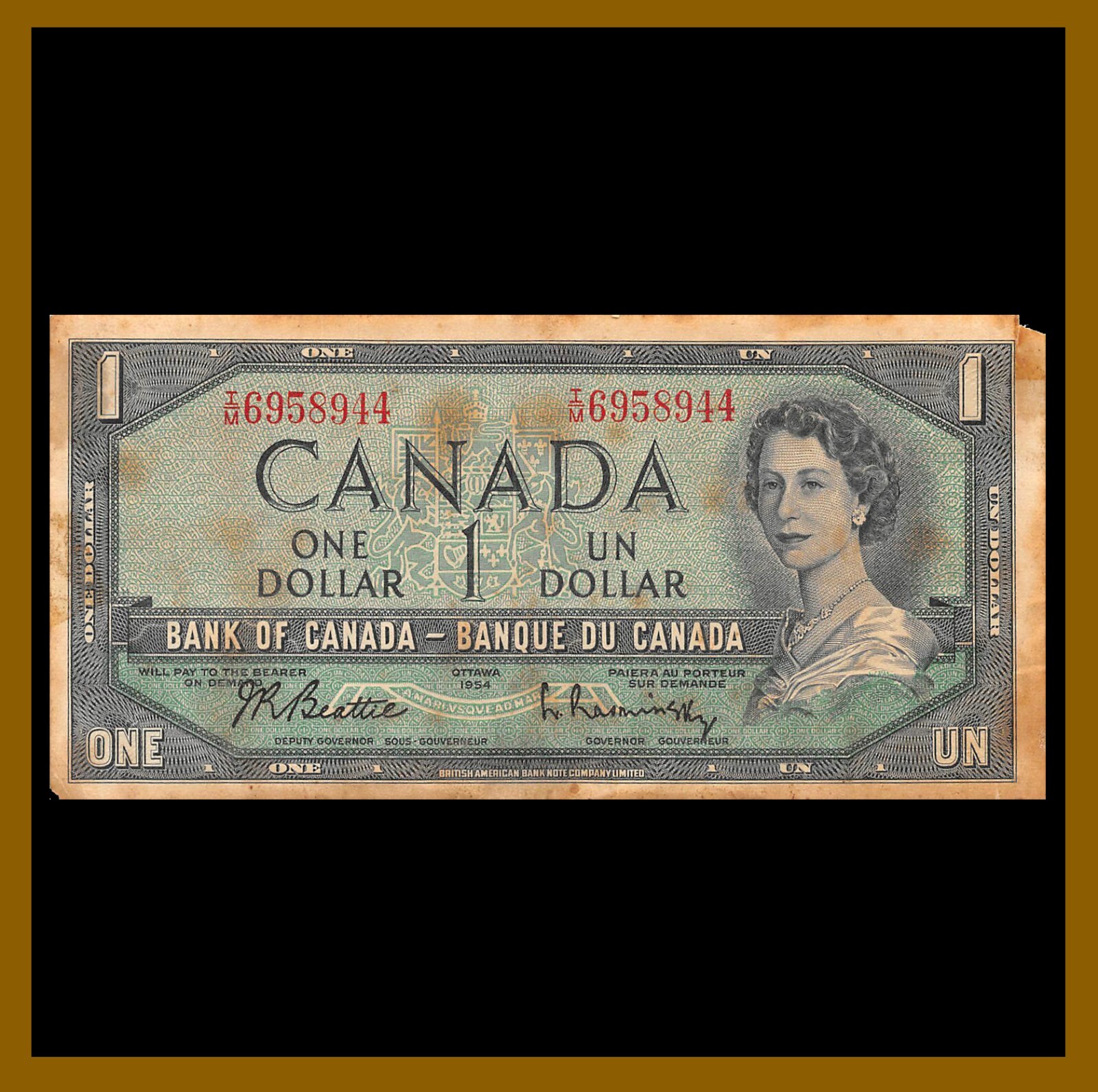Canada 1 Dollar, 1954 (1972-1973) P-75c BABNC QEII Cir
