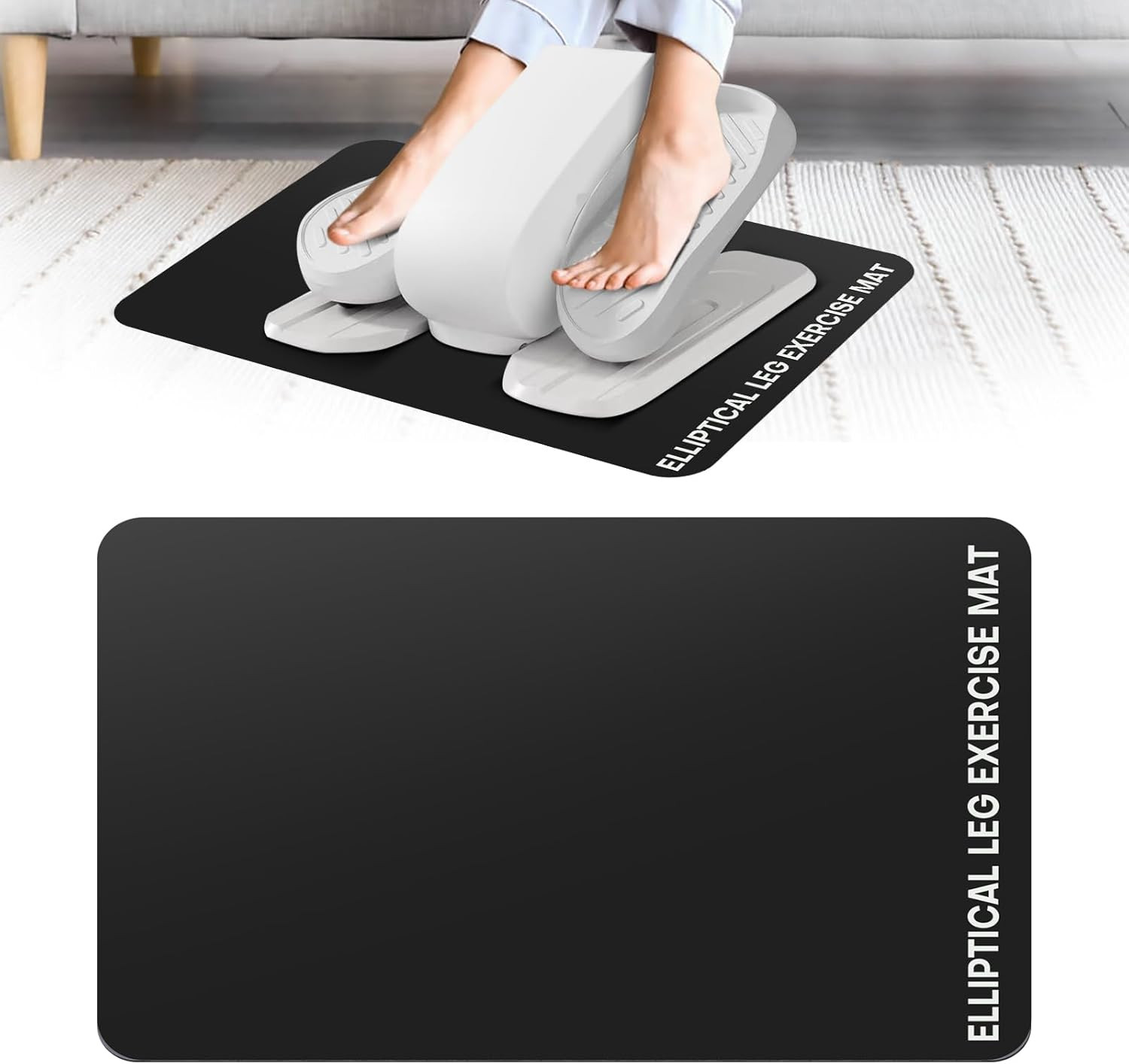Under Desk Elliptical Mat - Non-Slip Exercise Equipment for Peloton Bike, Small