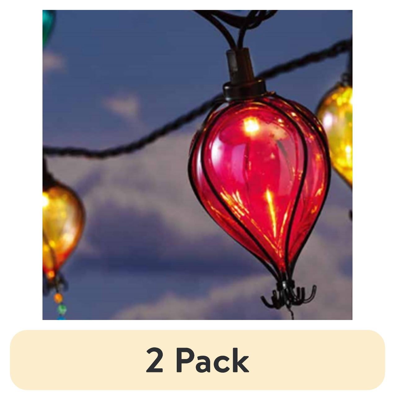 (2pack)10ct7.4ft Multi-color Balloon Shape Plastic LED Tear Drop Outdoor String