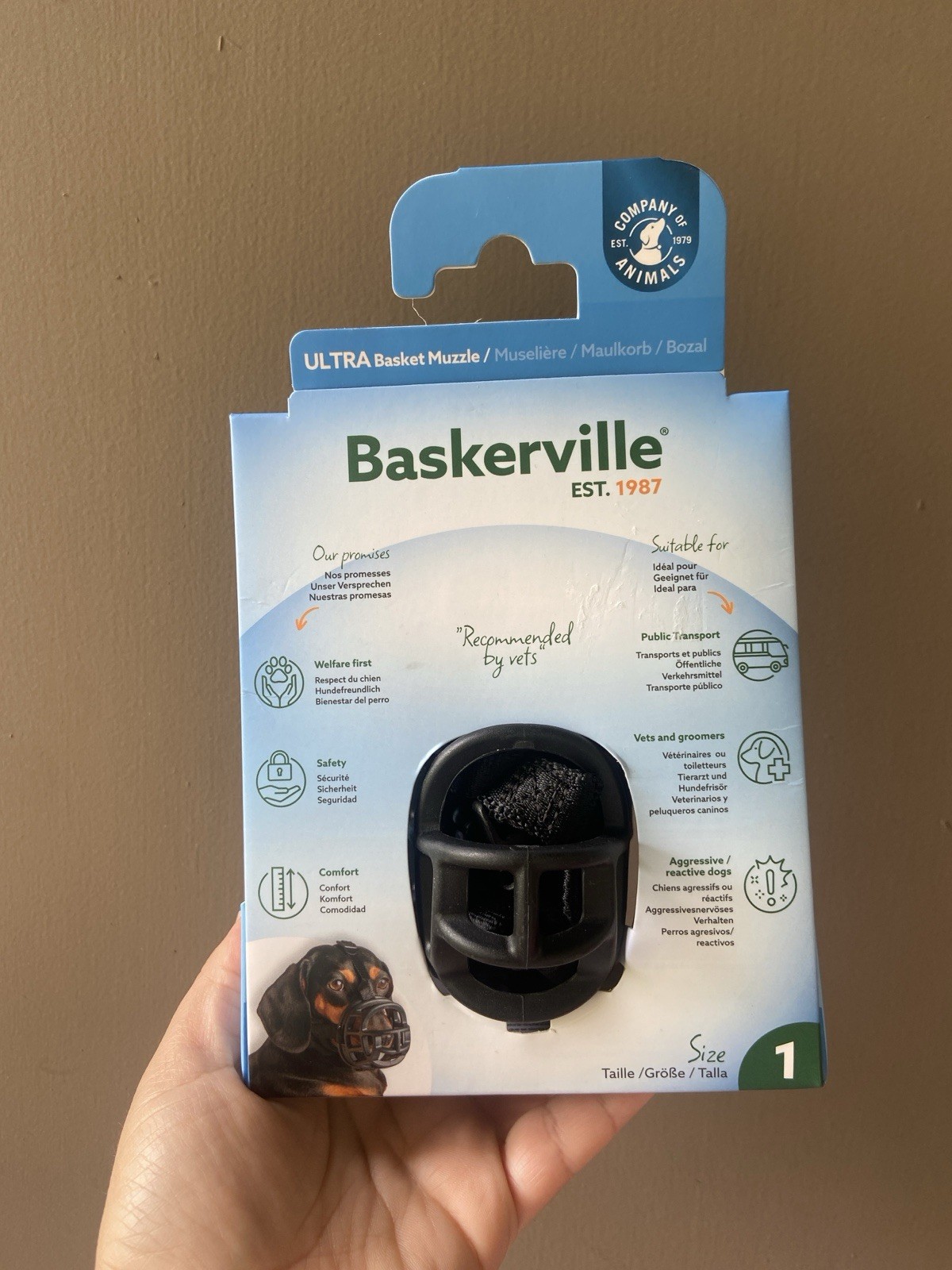 Baskerville Small Black Ultra Basket Dog Muzzle Black Size 1