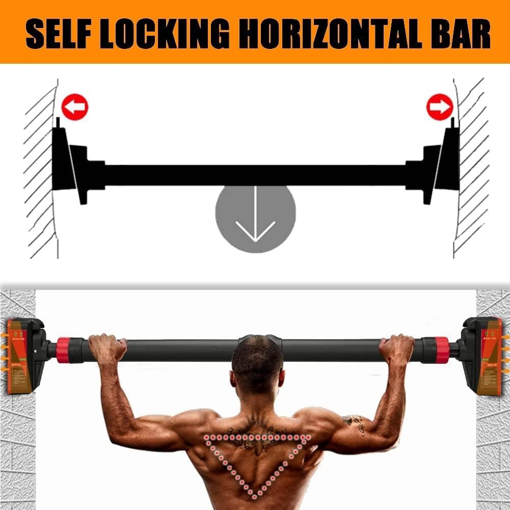 Pull-Up Bar For Door Frame Chin Up Bar Upper Body Workout Adjustable Width Black