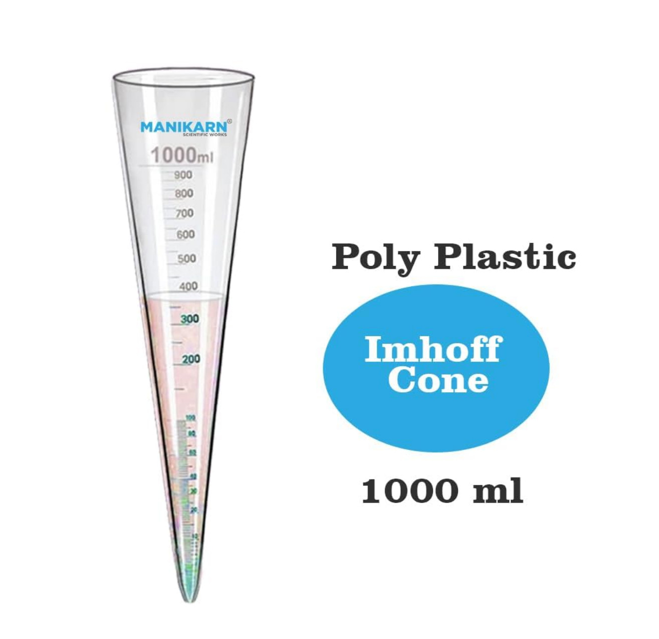 MANIKARN 1000ml Imhoff Cone Sedimentation Biofloc Water Testing Lab Open Box