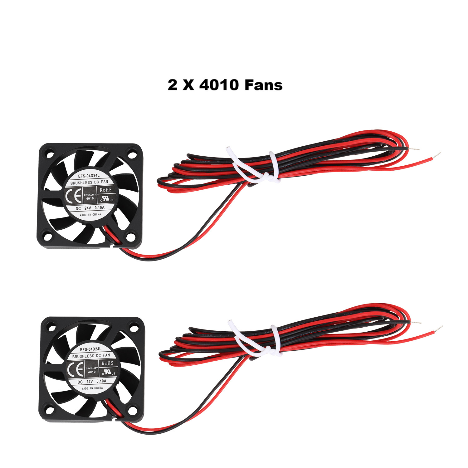 Lot of 2 x Creality 3D 24V Extruder Hotend Fan 4010 (40x40x10mm)