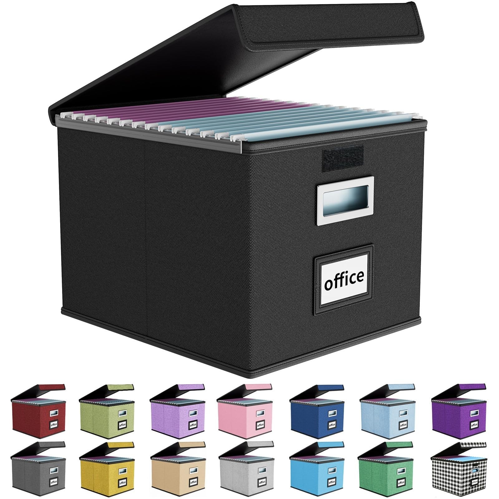 Huolewa File Organizer Box with Lid, 1 pack - without folders, Black