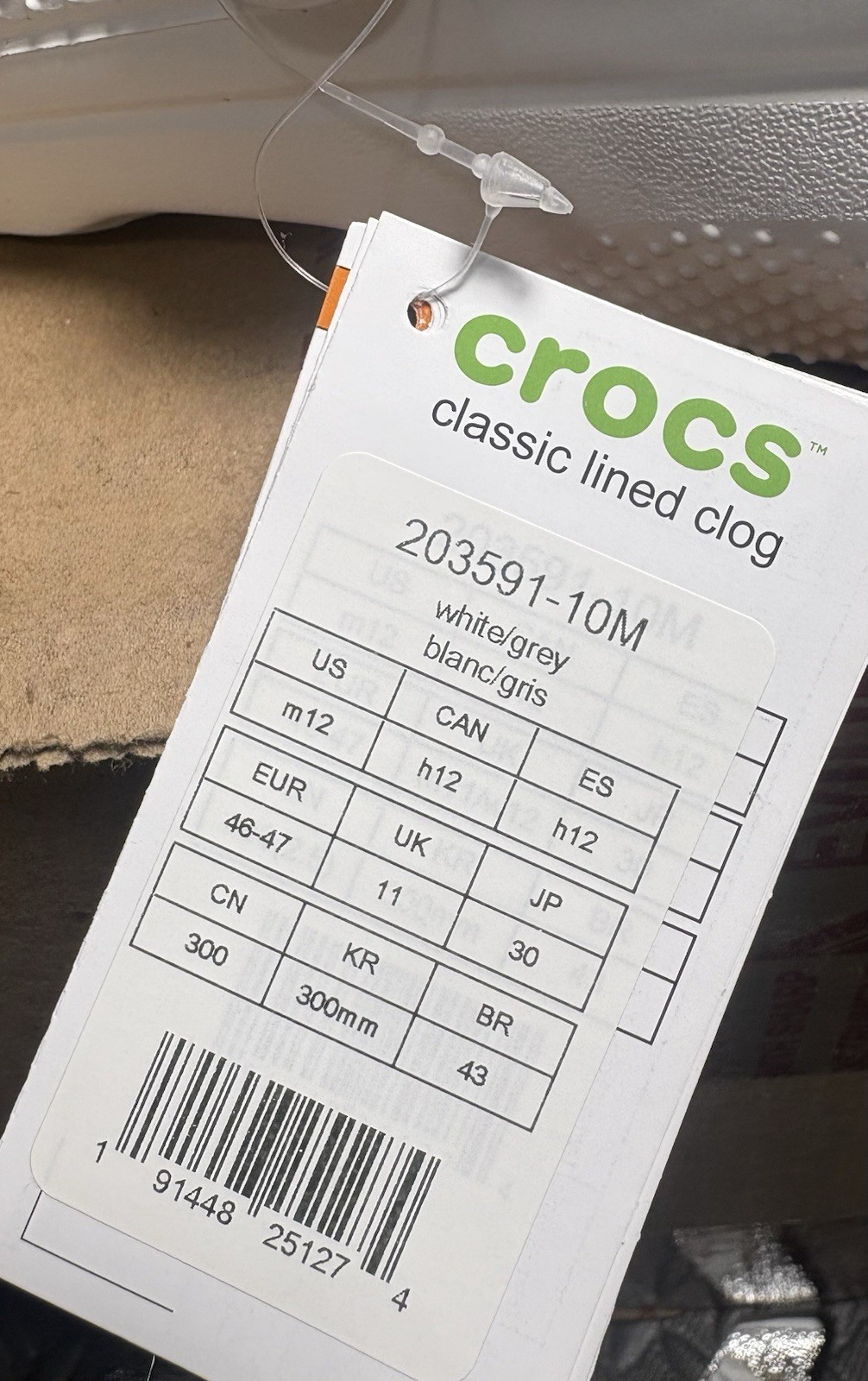 Crocs Baya LINED Clogs White/Grey MENs Size 12 NEW W TAG FREESHIP