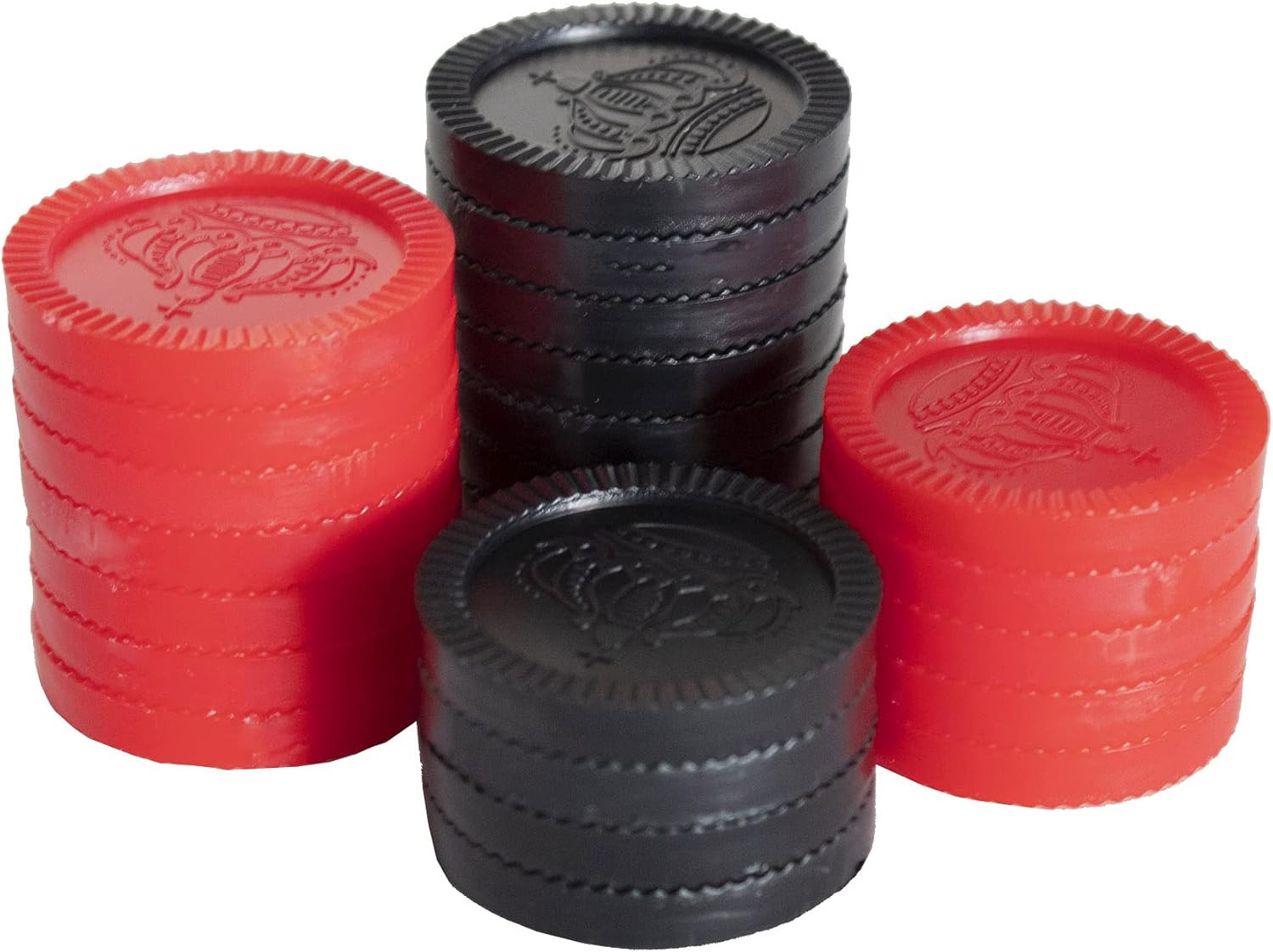 Checkers Replacement Pieces - 24 Pack Checkers Pieces (12 Black, 12 Red) - Plast