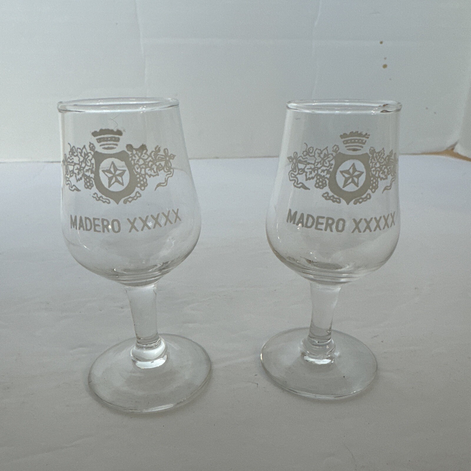 Madero Xxxxx 3.5” Clear Glass Stemmed Shot Glass Lot Of 2