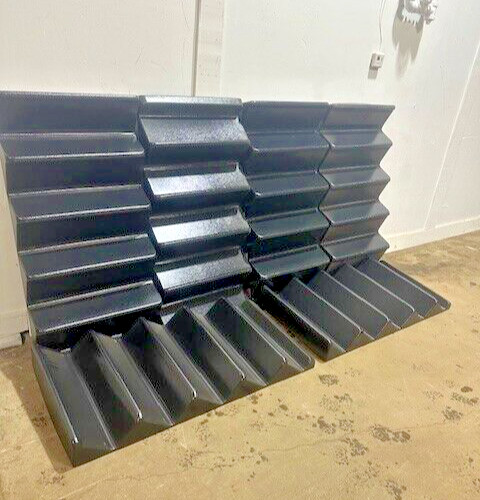LOT OF 6,  MARCO, VEG-301 BK, BLACK PLASTIC  5 STEPS DISPLAY RISER MERCHANDISER