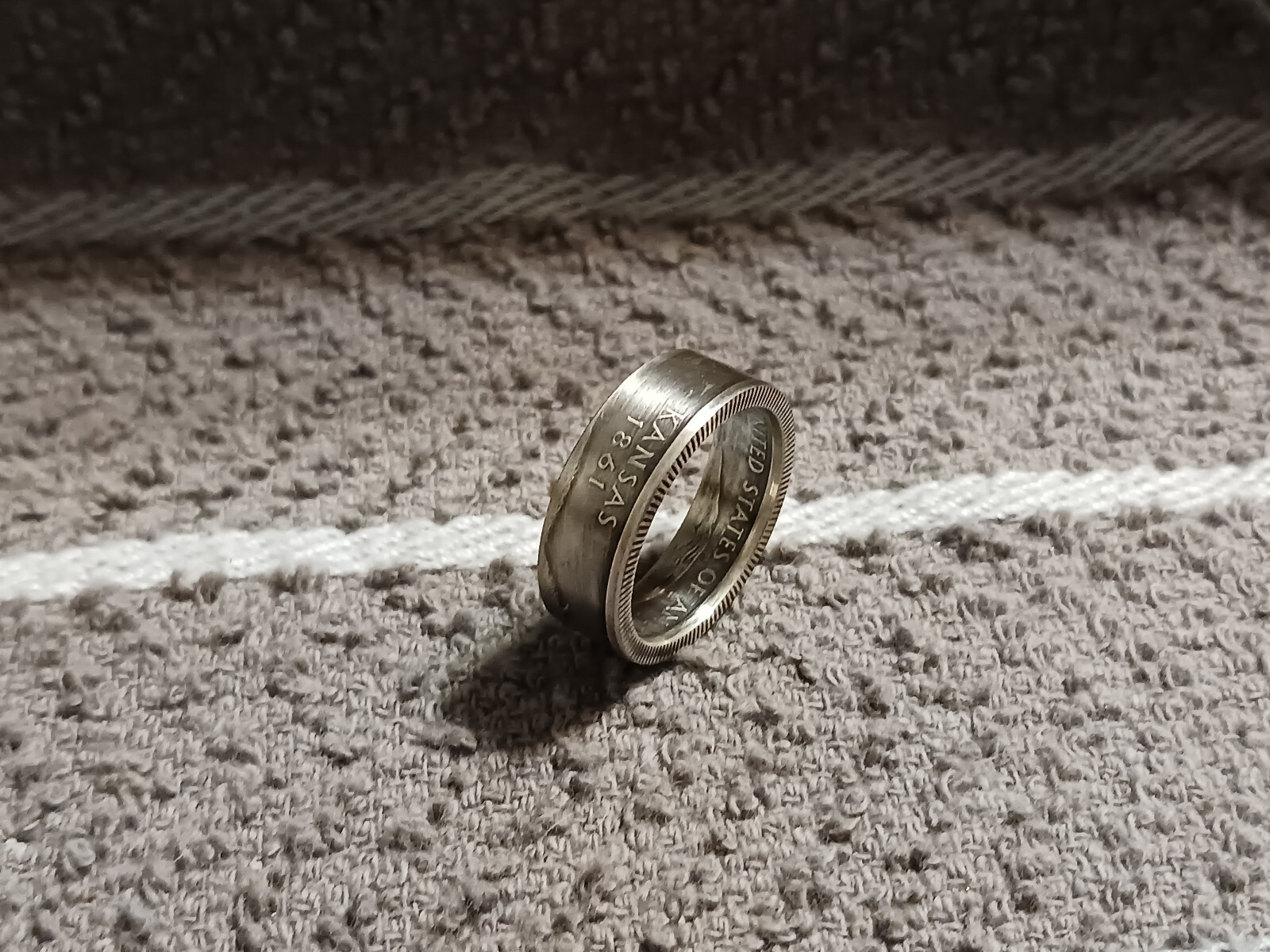 KANSAS  State 90% Silver  Washington Quarters coin ring  7 1/2  2005 #2