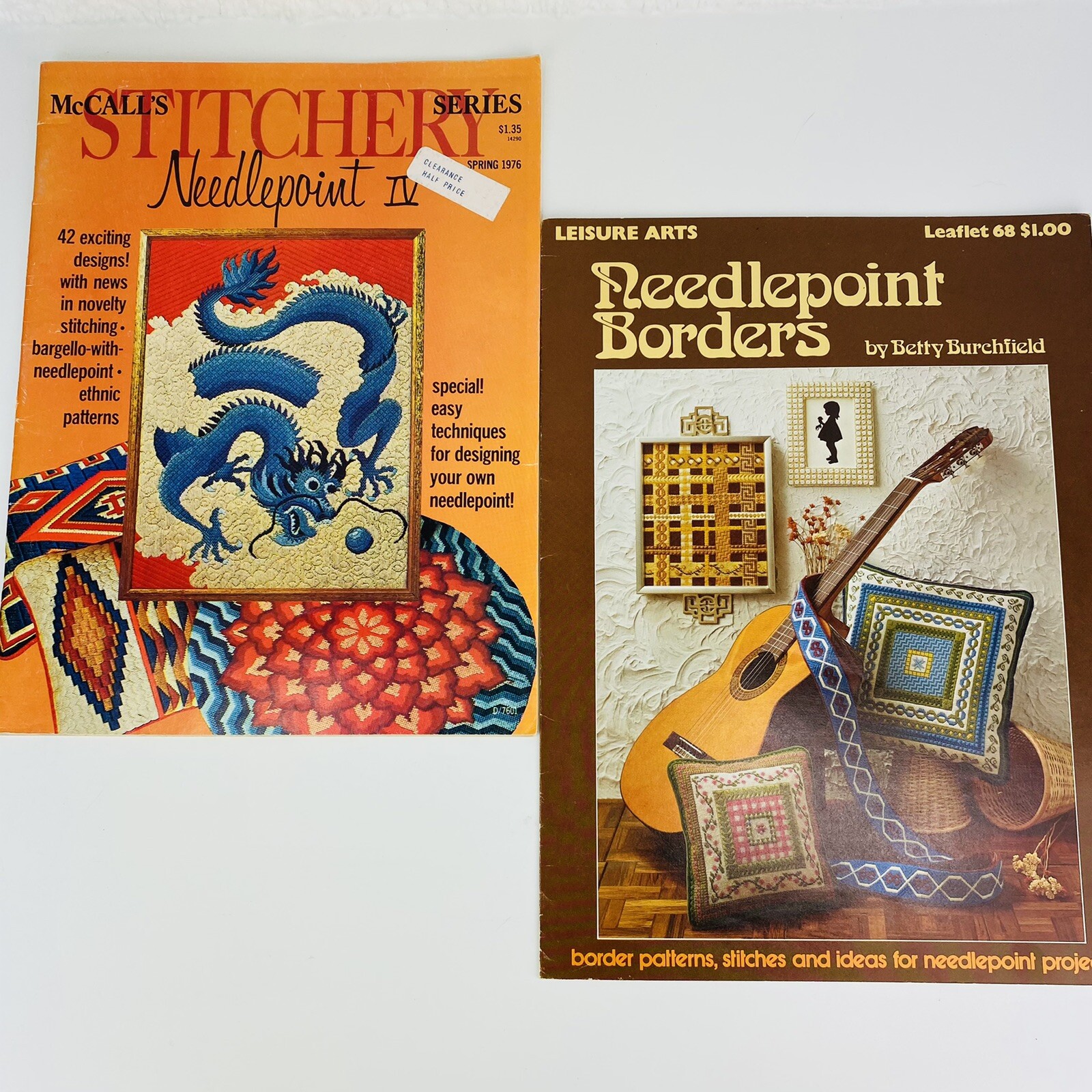 Leisure Arts Needlepoint Borders &  Mccall's Stitchery  Needlepoint 4 Magazine