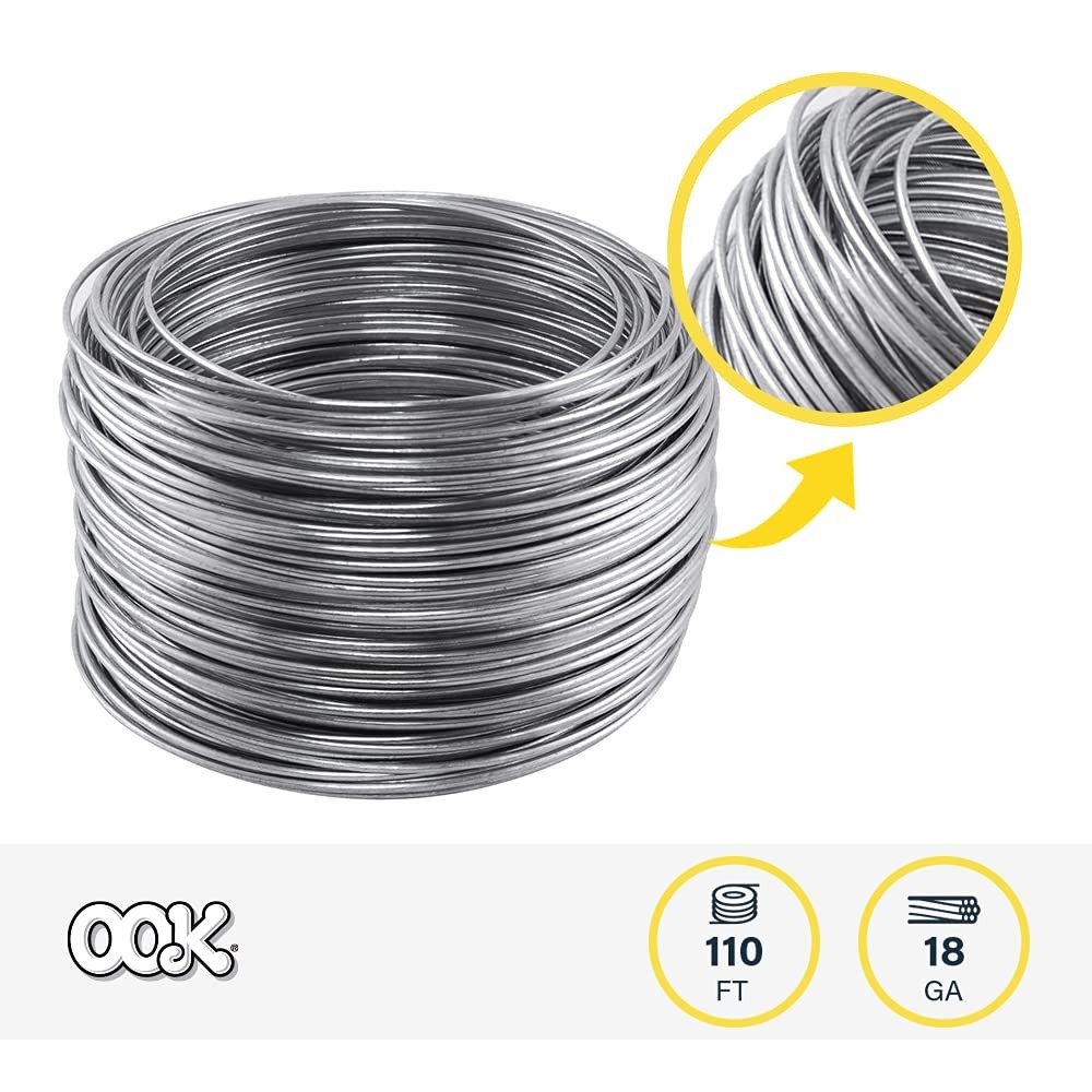 OOK #18 Galvanized Hobby Wire (110 ft Coil) | 25 lb Strength 18 x 110', White