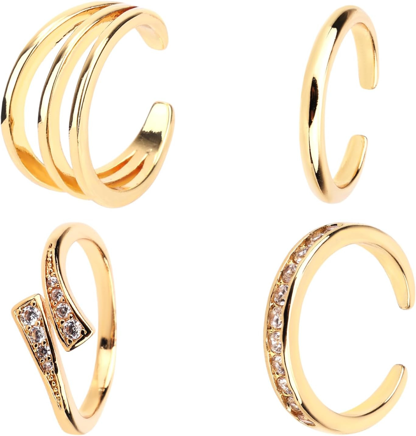 Mikovivi Gold Toe Rings for Women,Open Adjustable Golden Toe Ring Set Flower Sim