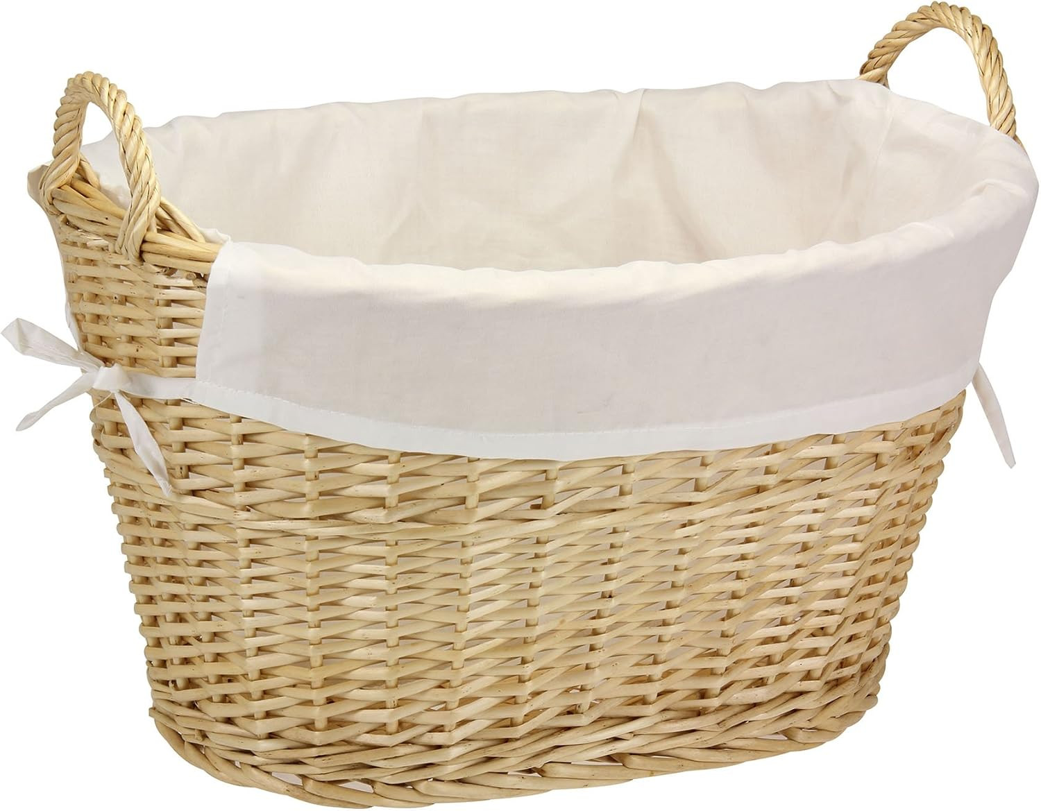 ML5569 Willow Wicker Laundry Basket with Handles and Liner | Natural Brown