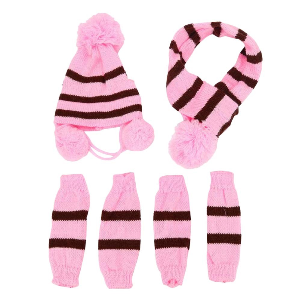 Dog Warm Scarf Hat Set Knitted Winter for Extra Small Dogs Cozy Outdoor Trave...
